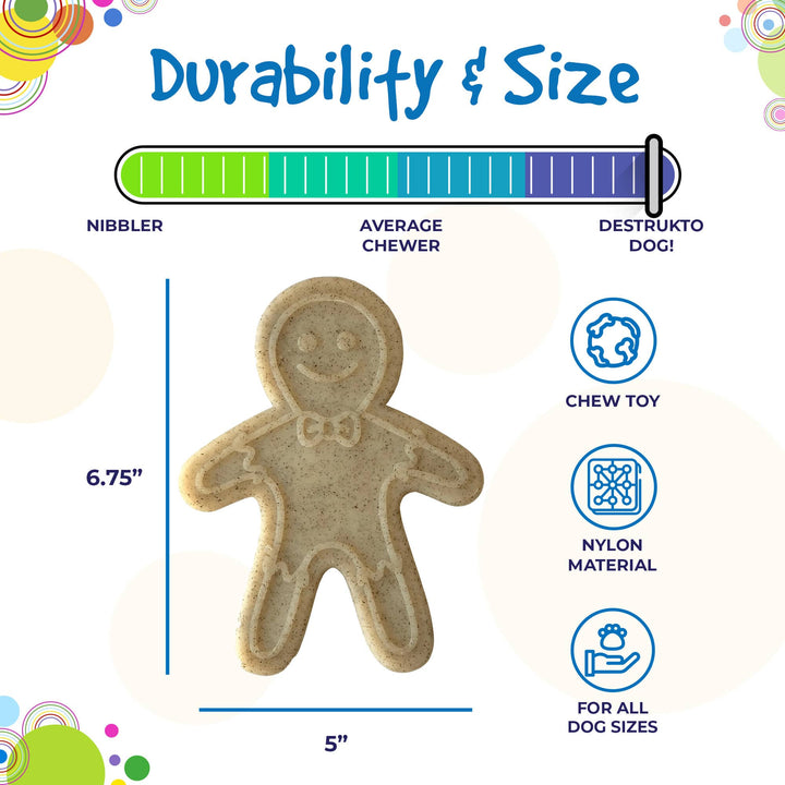 SodaPup Gingerbread Man nylon dog chew toy in brown, view 5