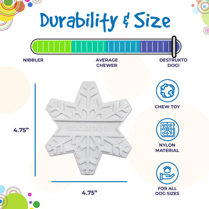 SodaPup Snowflake nylon dog chew toy in white, view 4