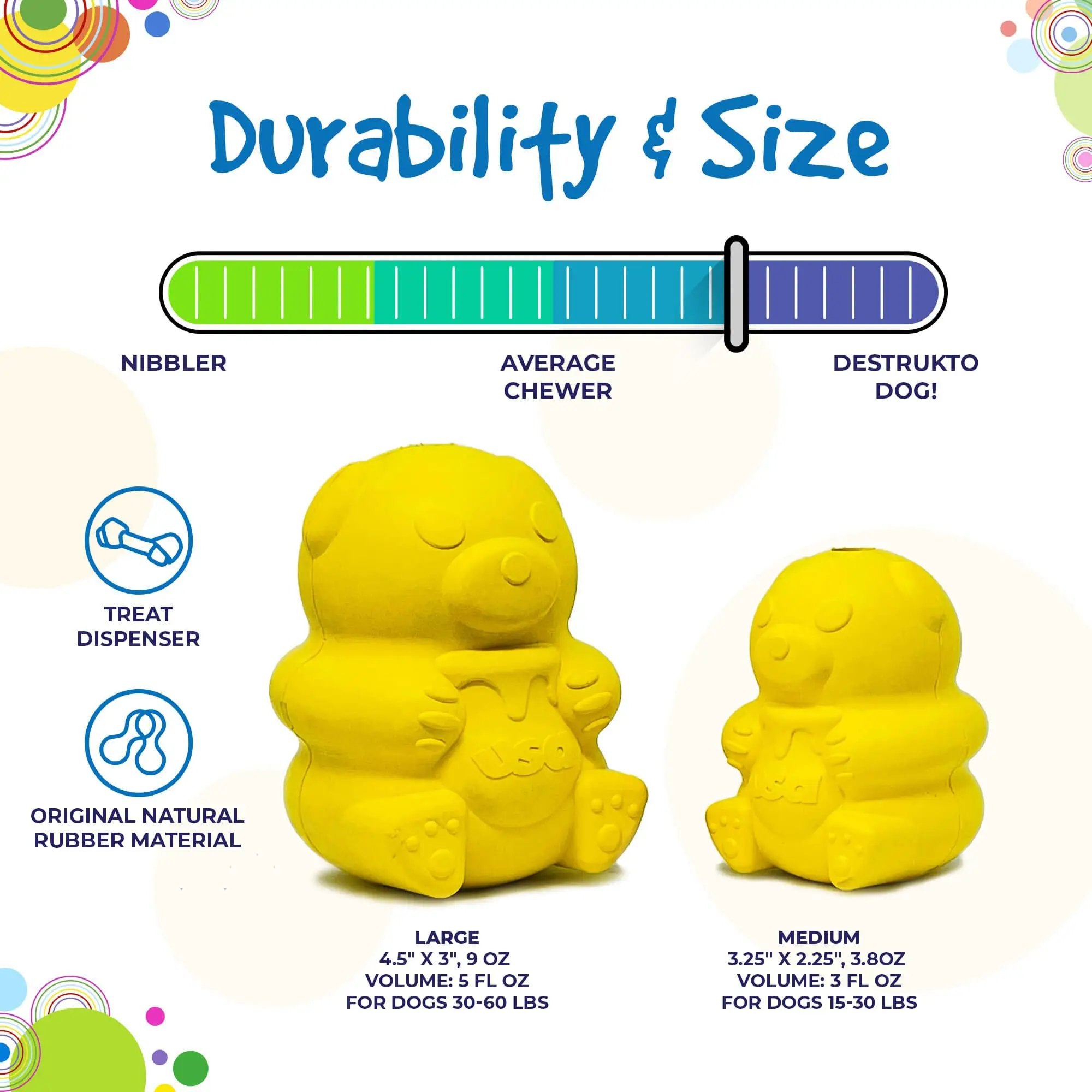 Honey Bear Durable Rubber Treat Dispenser Dog Toy