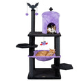 Load image into Gallery viewer, Cat Tree DirectDeals 51-inch Gothic multi-level with purple hammock, spider toy, and two cats
