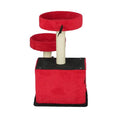 Bild in Galerie-Betrachter laden, Halloween Cat Climbing Frame Gothic Cat Tree with red plush fabric, circular perches on beige sisal posts, black base.

