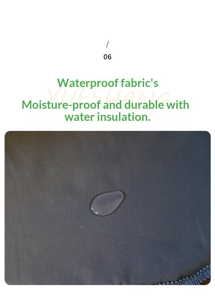 Gray fabric water-beading detail