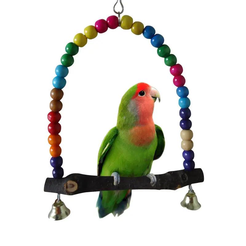 Premium Natural Wood Bird Cage Climbing Ladder Swing With Bells by Sell My Stuff