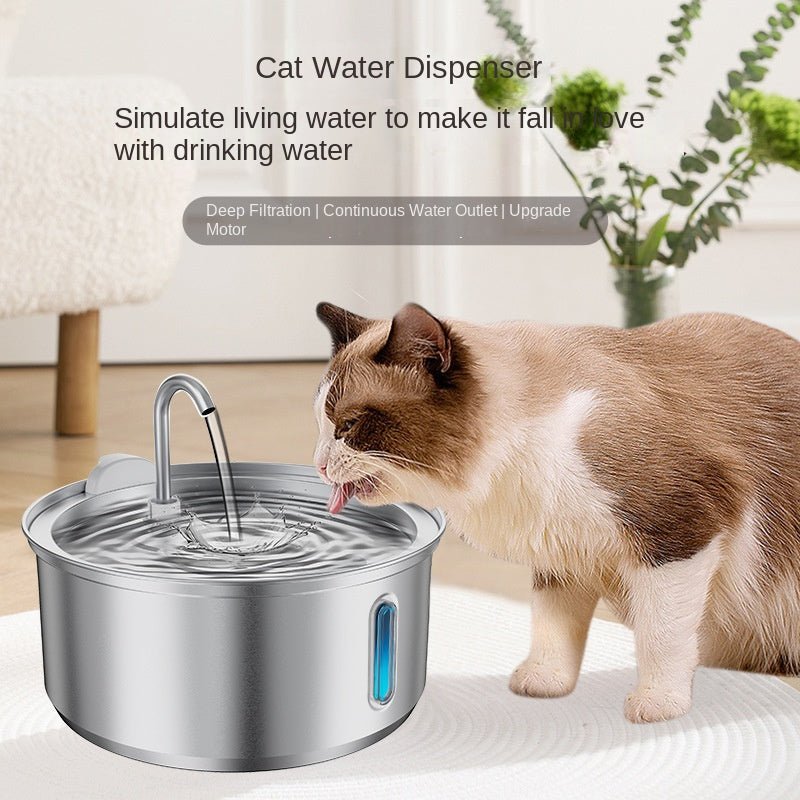 Stainless Steel Pet Water Fountain with Viewing Window – 3 L, 4 L or 8 L