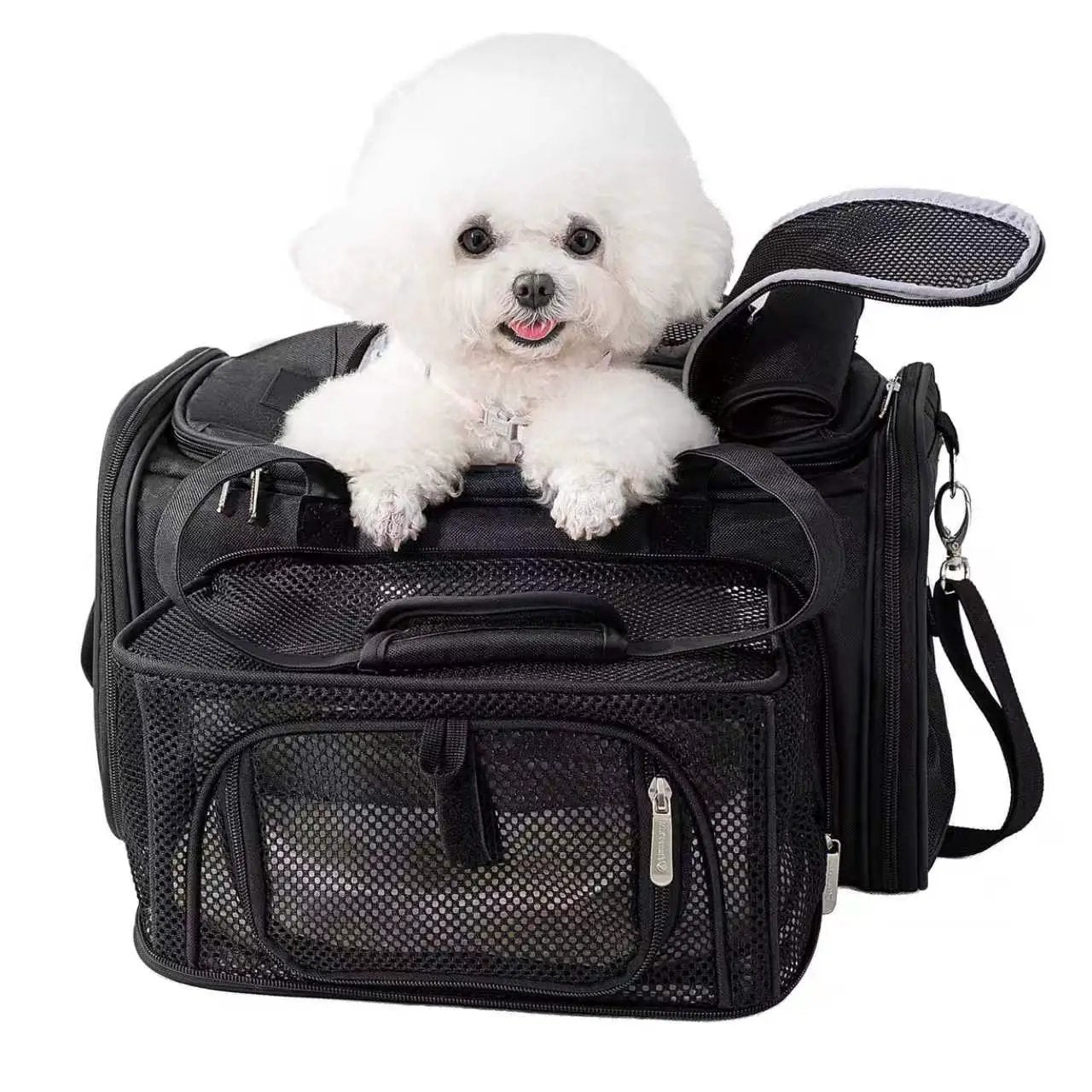 Mr. Peanut's Gold Series Mini Expandable V3.0 Pet Carrier, black expandable air-travel carrier