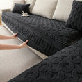 Load image into Gallery viewer, L-shaped couch cover in charcoal gray with chunky knit texture on a beige sofa
