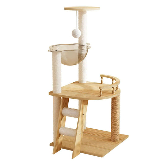 41.3 Inch Cat Tree with Hammock featuring a sleek design, multiple levels, and cozy hammock for cats.
