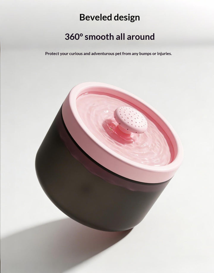 Angled view of the pink drinking tray