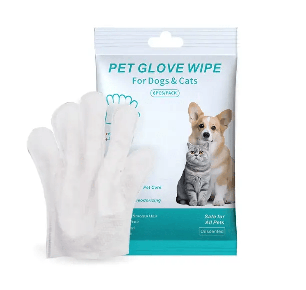 Premium Pet Cleaning Gloves And Safe Hygiene Wipes Kit For Dogs Cats by For Animals, With Love