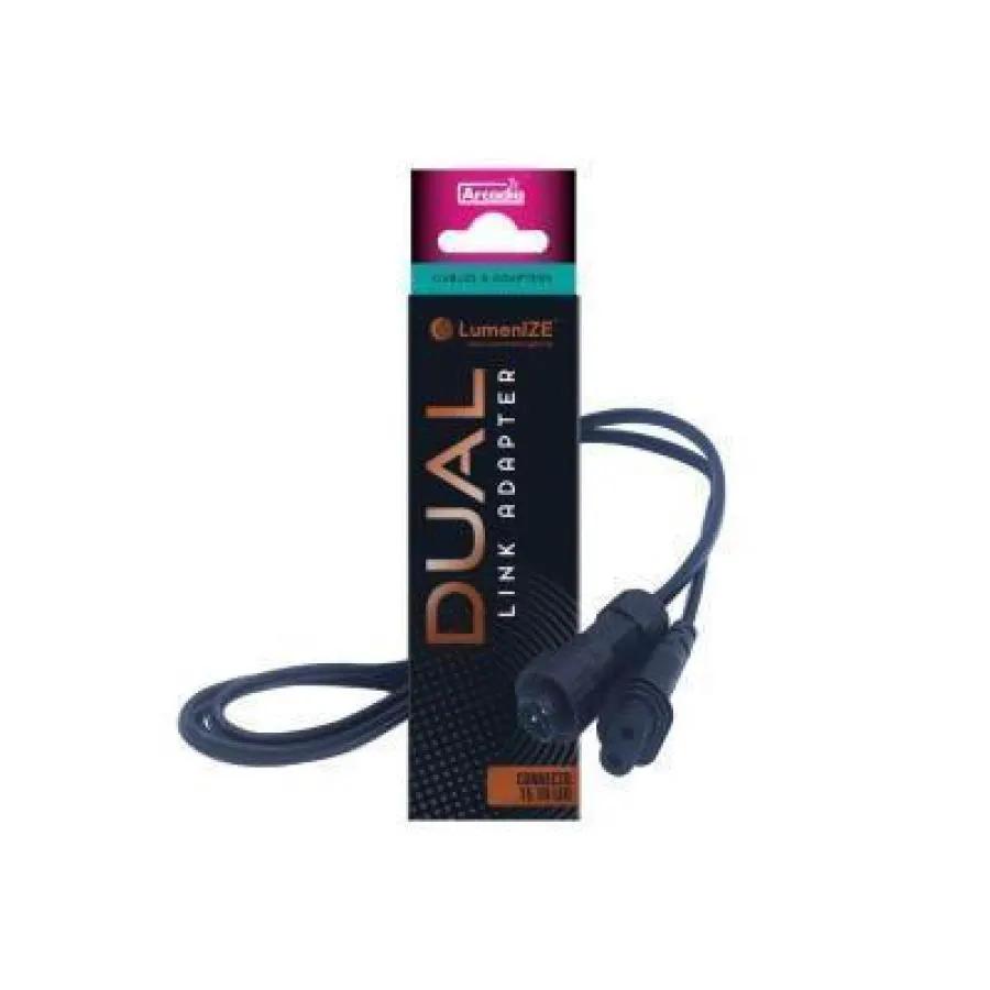 Lumenize Jumper T5 to LED dual link adapter lighting accessory by ReptiChip LLC, blue cable with two connectors.