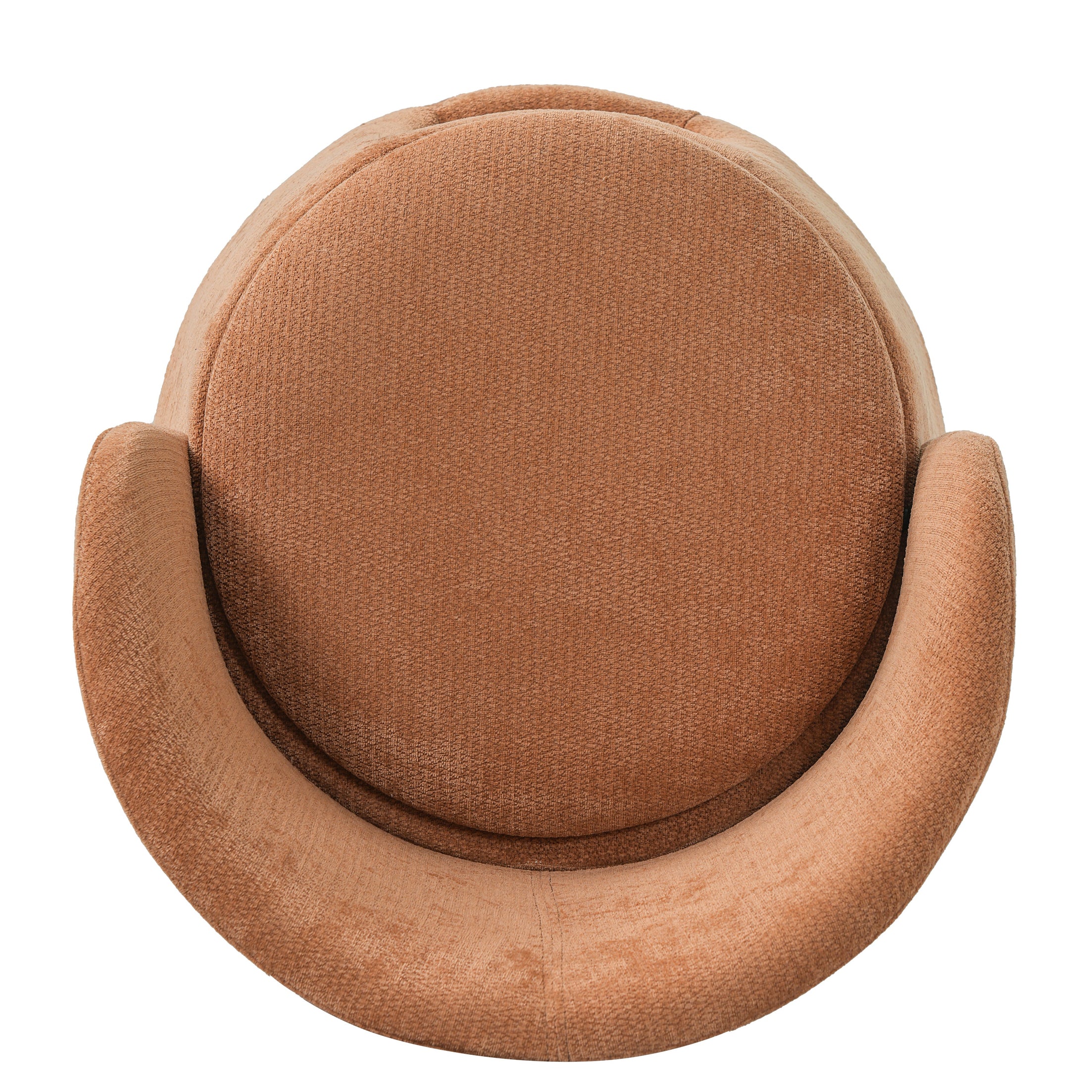 Orange plush chair with rounded back and padded arms, chairs and accent seating