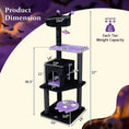 Load image into Gallery viewer, 57-inch Gothic Cat Tower by DirectDeals with a black cat tree, purple padded perch, and hanging spider toy
