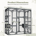 Load image into Gallery viewer, Outdoor cat enclosure; 71x37x71 in, large wooden cat cage with mesh panels and waterproof roof.
