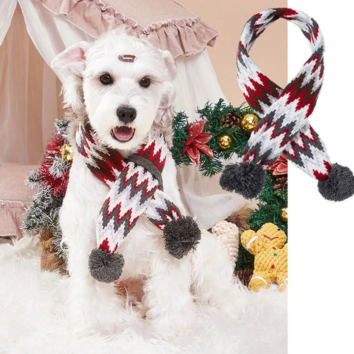 Knit Christmas Dog Scarf with Pom-Poms – photo 7