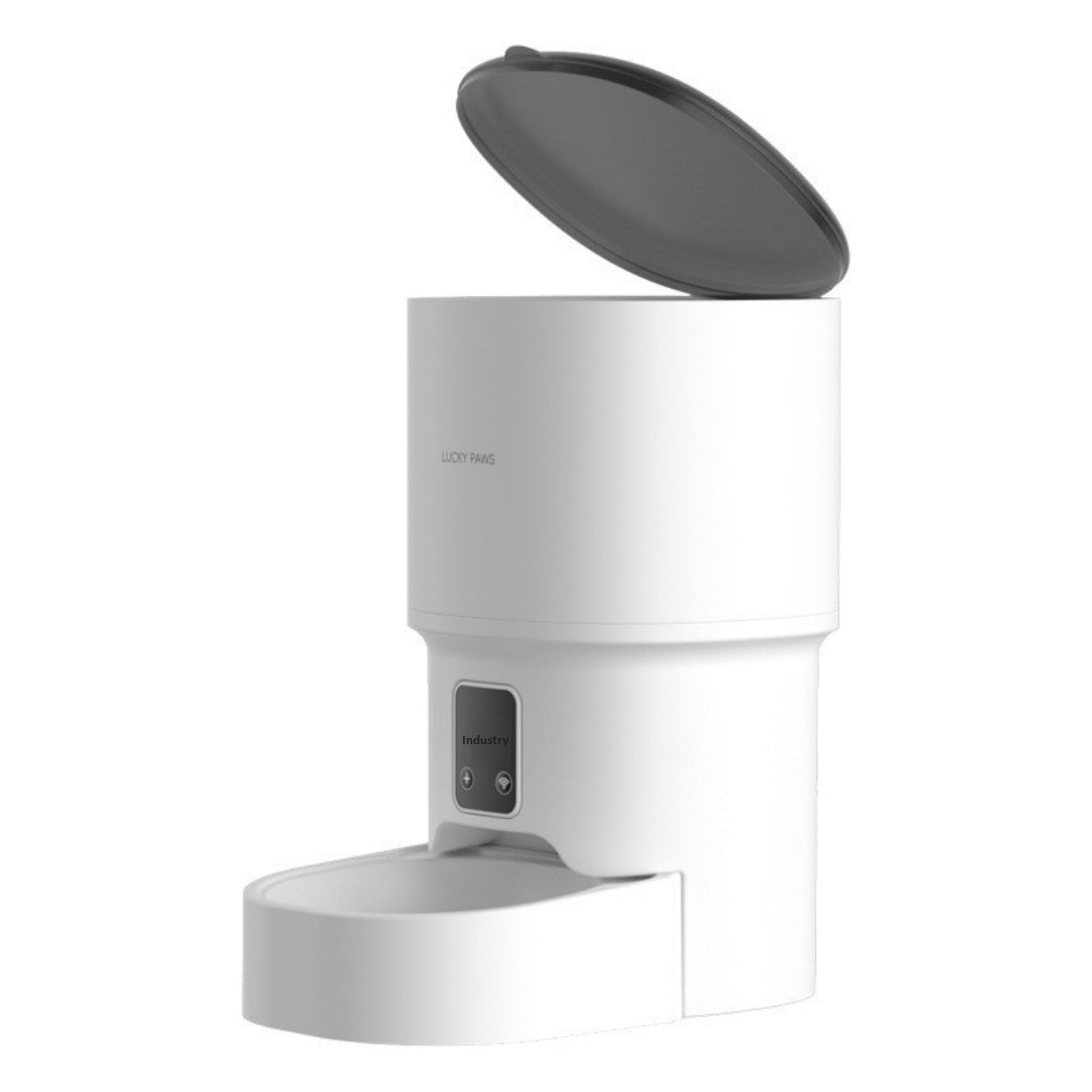 White feeder with lid open