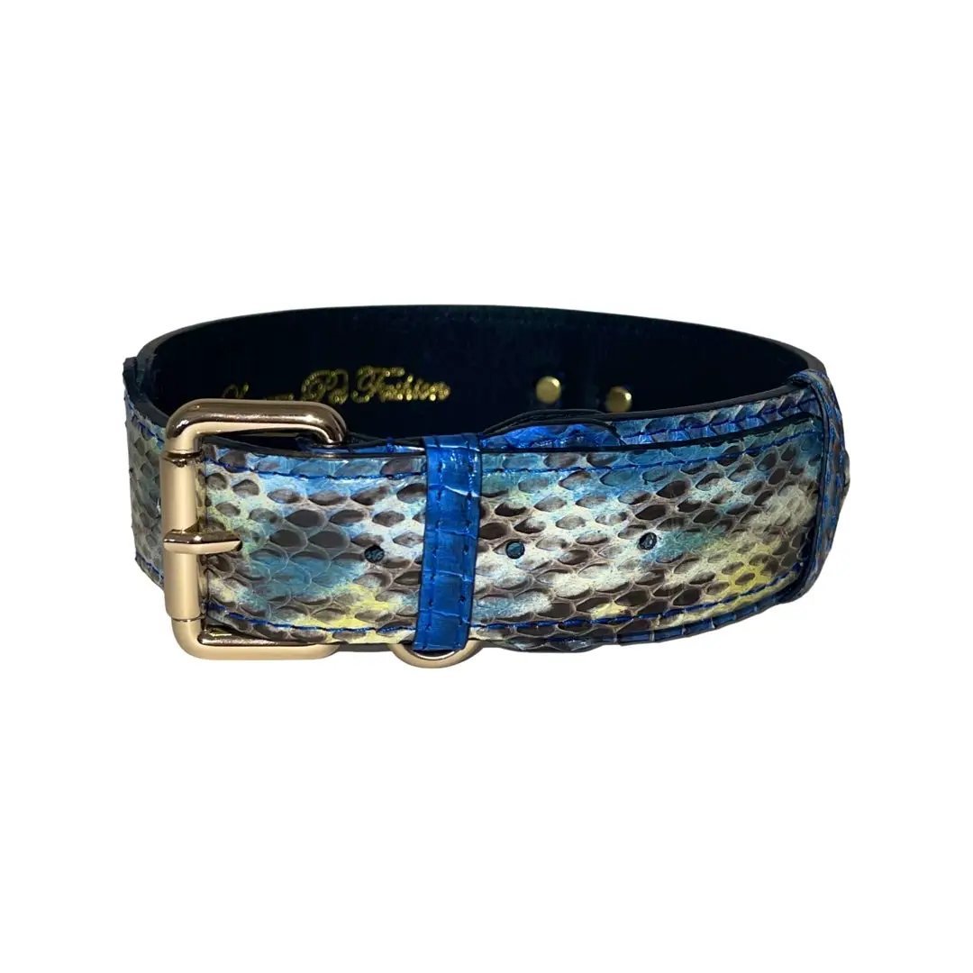Stunning Blue Snake Classic Collar 14-19 Inch by Allysa Payne Beverly Hills