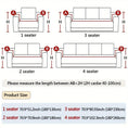 Load image into Gallery viewer, Versatile Chenille Sofa Cover by topspet; orange pet-friendly dog couch cover with 1–4 seater size diagrams.
