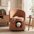 Load image into Gallery viewer, Orange pet-friendly chair with hidden pet nook; plush textured fabric by Home Furnishers.
