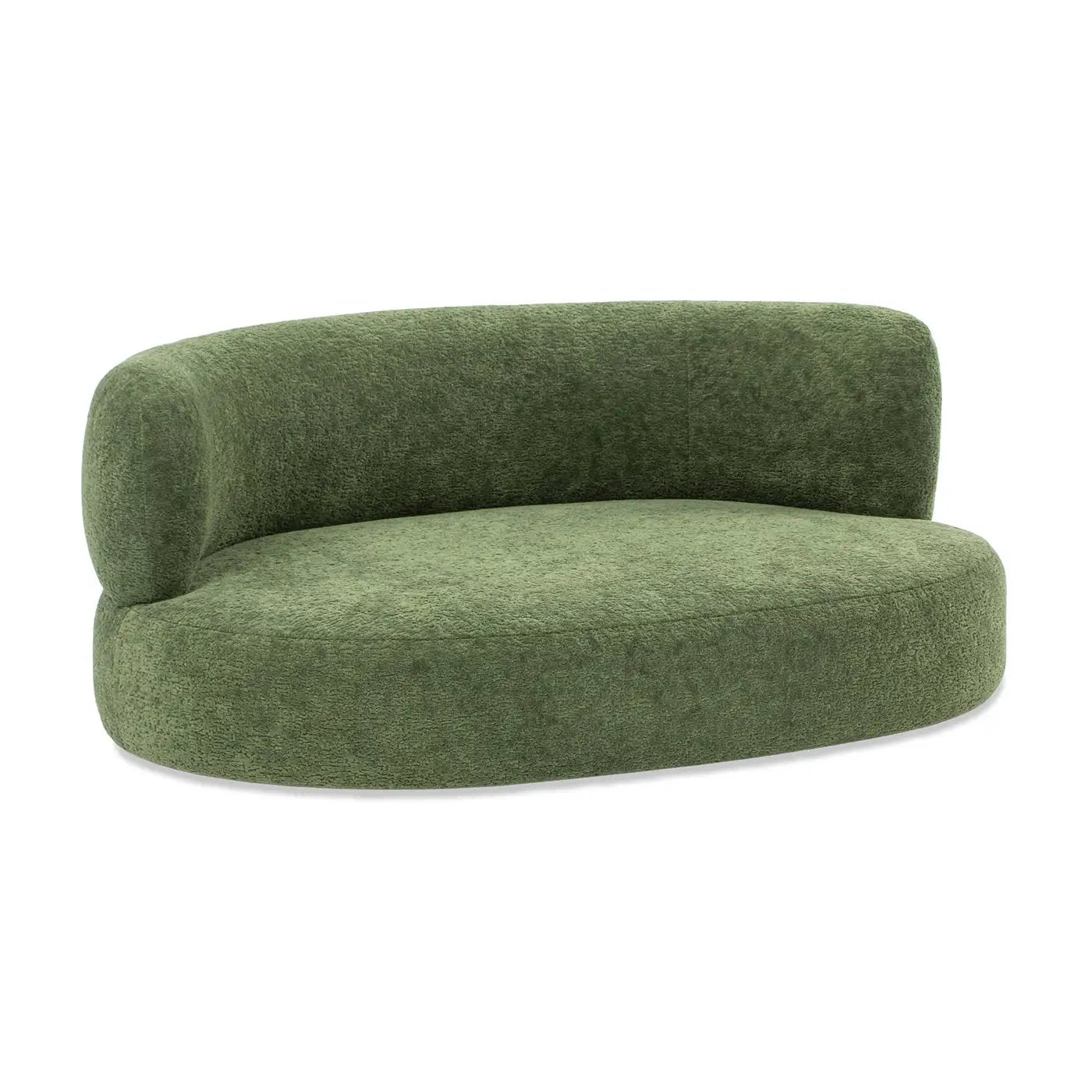 Shep 36' Curved Dog Sofa Bed Medium Moss Green Fleeced Teddy by HouseOfZazla