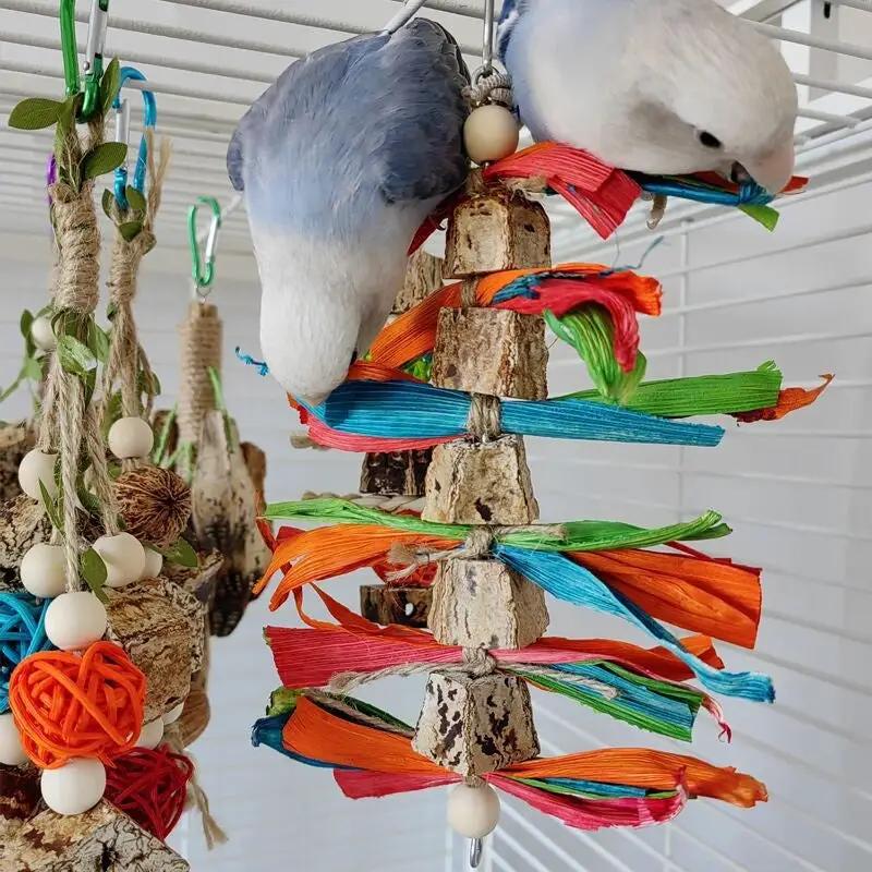 Yangtao Natural Parrot Chew Toys Bird Cage Stand Rod Accessories Vine Ball Corn Core Durable Wood Material Set by Sell My Stuff