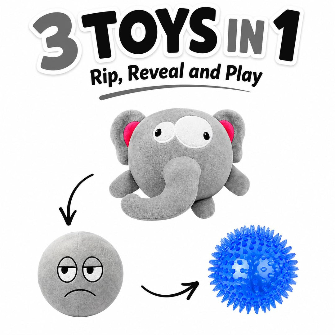 Elephant character layers and textured blue ball