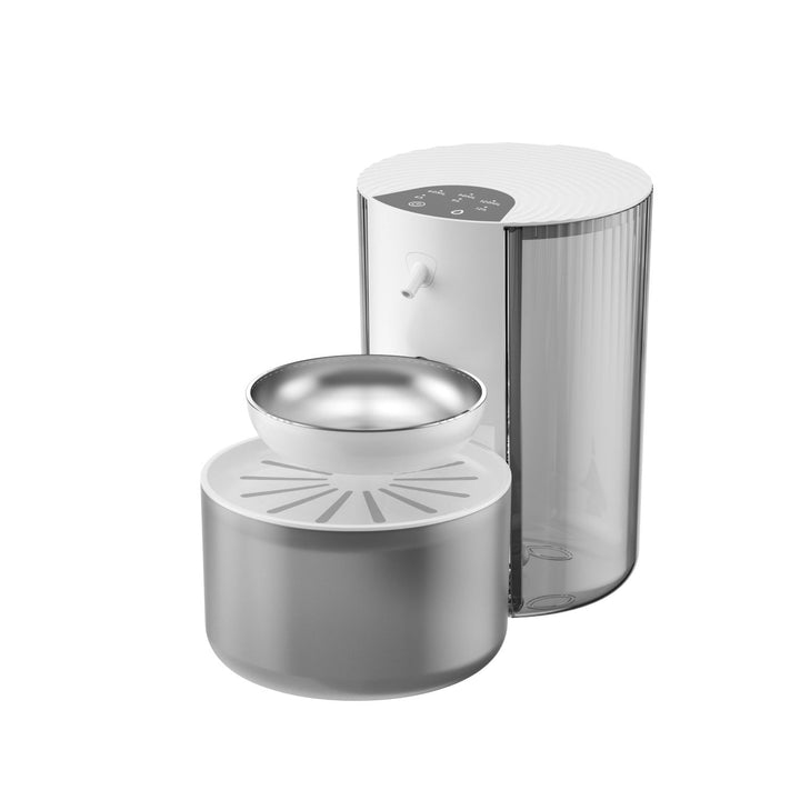 White dispenser with stainless steel bowl