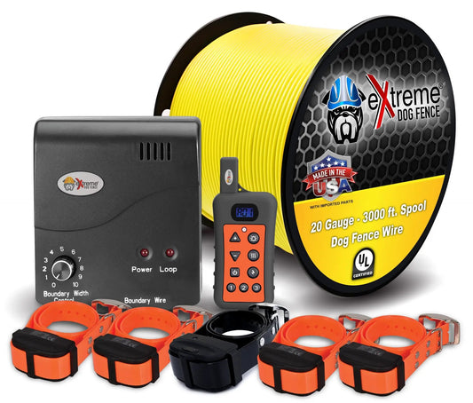 Electric Dog Fence + Remote Trainer - 5 Dog / 1000 of 20 Gauge Underground Dog Fence Wire (Up to 1 Acre) - Dual Solution to Contain and Train Your Dog(s) with a Single Collar… - from For Animals, With Love
