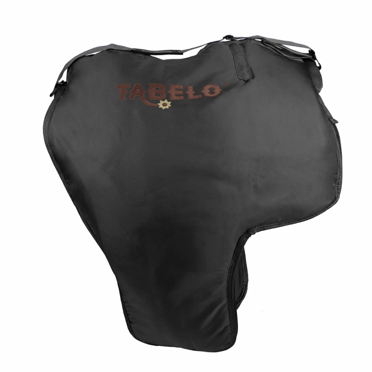 Tabelo Premium Western Saddle Carrying Case, black fabric with brown TABELO embroidery.