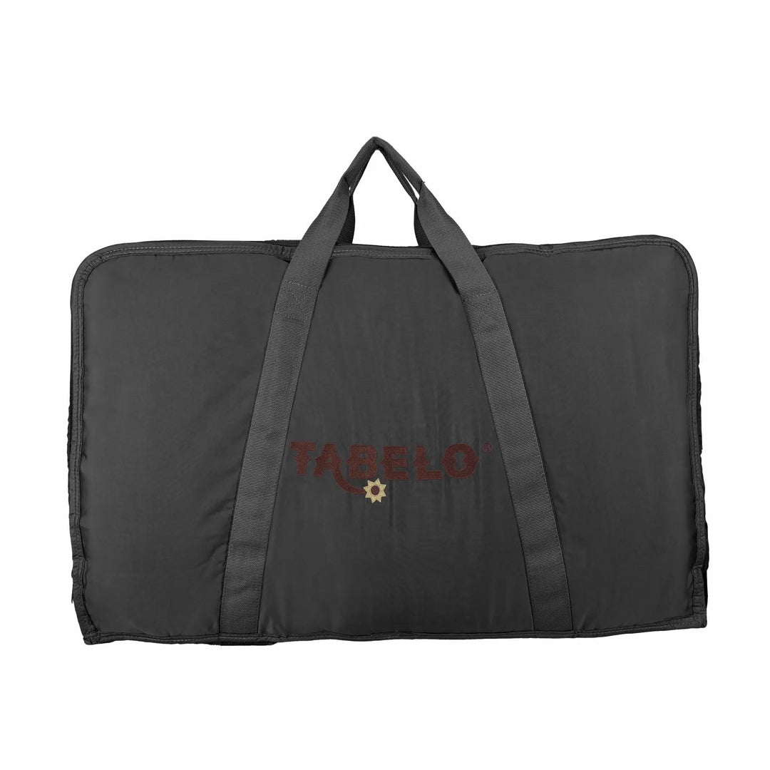 Tabelo premium double-sided saddle pad bag, black with red TABELO embroidery and gray carry straps