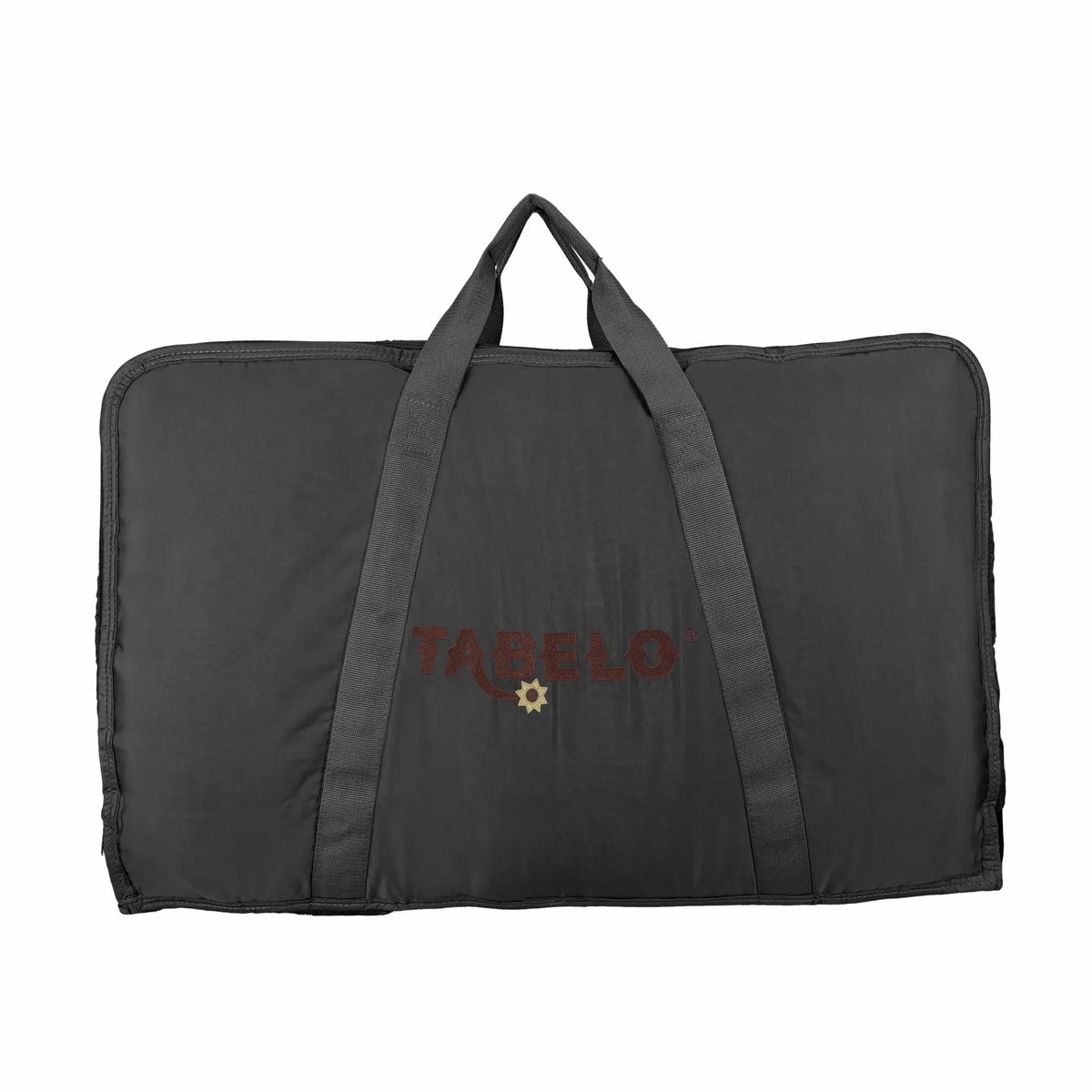 Tabelo premium double-sided saddle pad bag, black with red TABELO embroidery and gray carry straps
