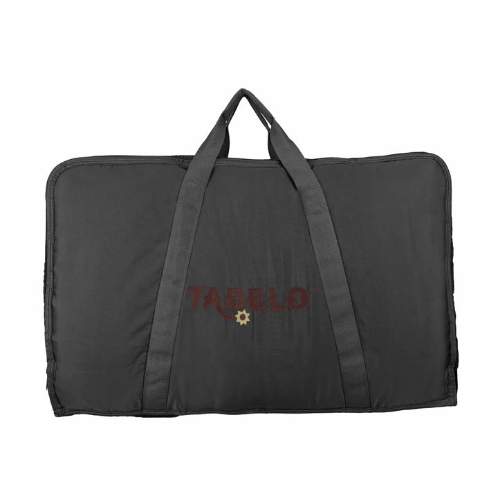 Tabelo premium double-sided saddle pad bag, black with red TABELO embroidery and gray carry straps