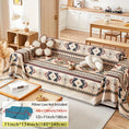 Load image into Gallery viewer, Extra Large Sofa Cover by topspet in tribal geometric beige pattern with blue accents.
