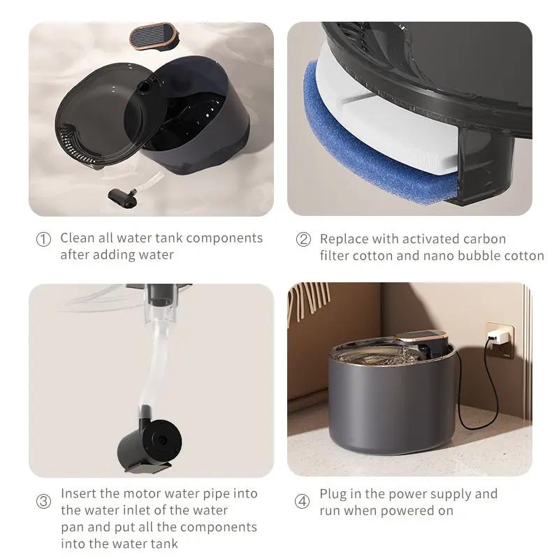 Silent Automatic Pet Water Fountain USB Rechargeable Electric Feeder by Vivalo