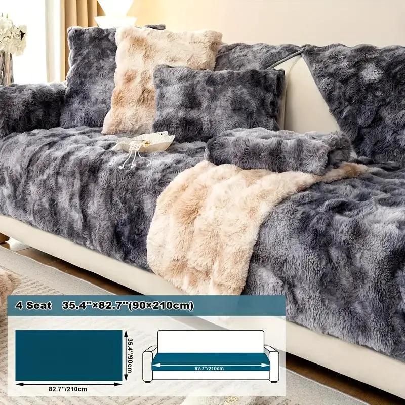 Luxurious Gradient Velvet Sofa Cover by topspet, gray and beige plush velvet for a 4-seat sofa