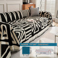Load image into Gallery viewer, Bohemian-style chenille couch cover, extra-long, black and white geometric design, topspet anti-dog-scratch
