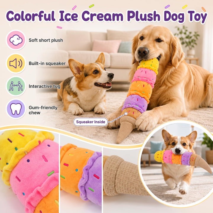 Rainbow toy fabric and squeaker feature collage
