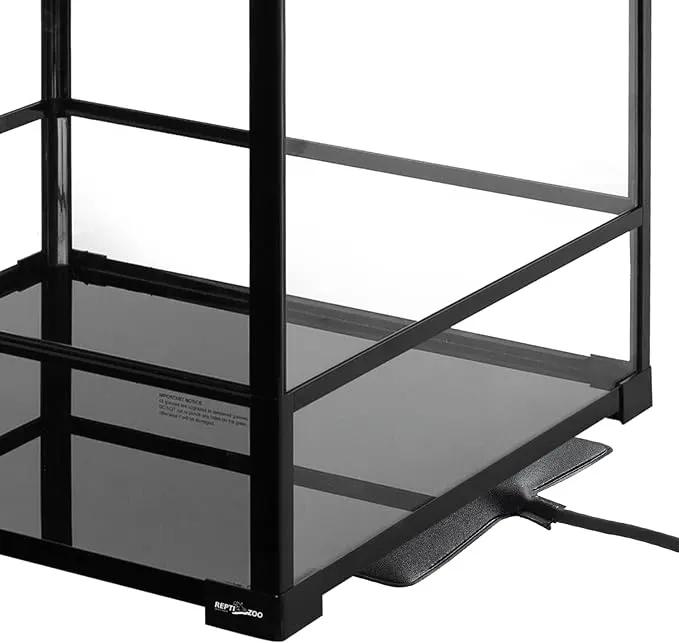 REPTIZOO 90 Gallon glass terrarium, black frame, 24x24x36 with front-opening door and top ventilation