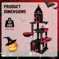 Charger l'image dans la visionneuse de la galerie, 63 inch Gothic black cat tree with condo and top cave for large cats

