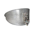 Load image into Gallery viewer, Love Collection silver snakeskin-embossed cuff bracelet with iridescent crystal cluster
