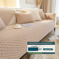 Load image into Gallery viewer, Plush Nordic sofa slipcover in beige knitted fabric with matching cushions on a cozy four-seater sofa.
