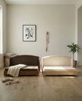 Load image into Gallery viewer, The Haven dog bed set, solid wood frame; orthopedic design, two beds in dark brown and beige.
