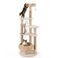 Gallery viewerに画像を読み込む, 59 Inches Cat Tree with Perch and Soft Hammock for Indoor Cats-Beige by DirectDeals

