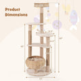 Gallery viewerに画像を読み込む, 59 Inches Cat Tree with Perch and Soft Hammock for Indoor Cats-Beige by DirectDeals
