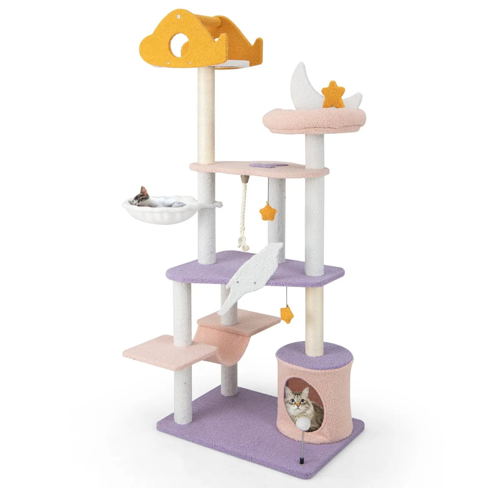 DirectDeals 66 Inch Purple Multi-Level Cat Tree With Sisal Scratching by DirectDeals