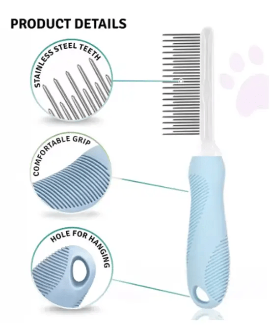 Clean Comb Pet Grooming Needle Comb Detangles Fur by For Animals, With Love