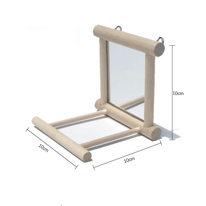 Elegant Premium Natural Solid Wood Bird Stand Featuring Double Sided Mirror Reflection For Parrots by Sell My Stuff
