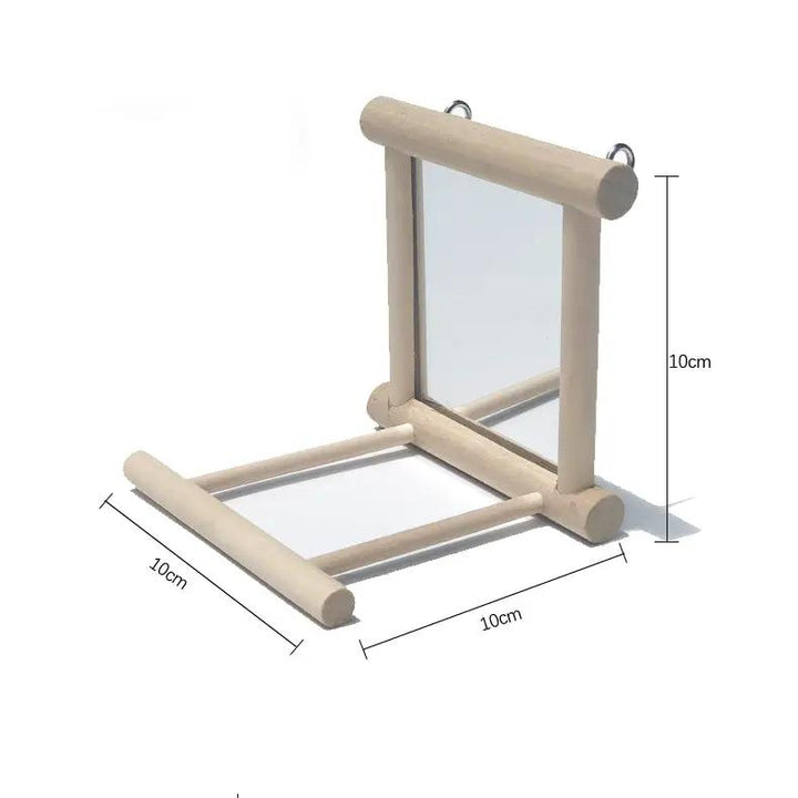 Elegant Premium Natural Solid Wood Bird Stand Featuring Double Sided Mirror Reflection For Parrots by Sell My Stuff