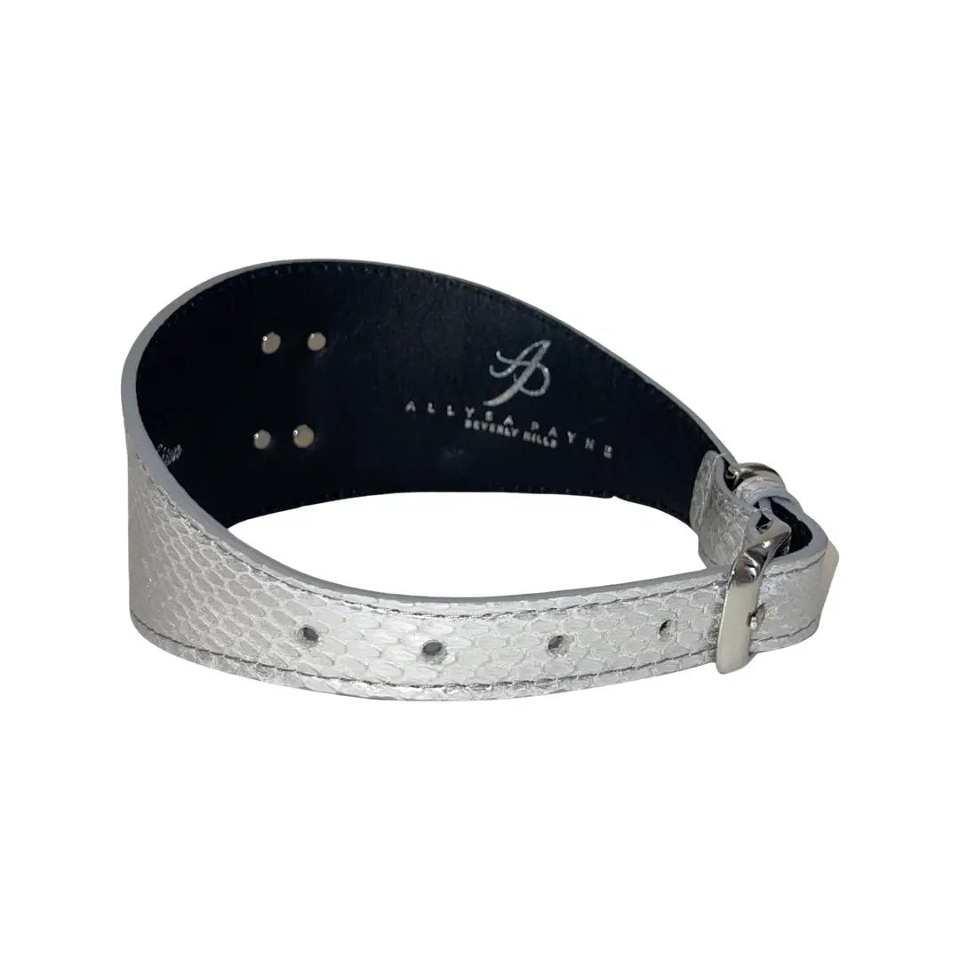 Bracelet, Love Collection by Allysa Payne Beverly Hills, white reptile-embossed leather with buckle closure.