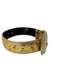 Cargar la imagen en la vista de la galería, Glam Gold Studded Italian Leather Collar With Swarovski Buckle by Allysa Payne Beverly Hills
