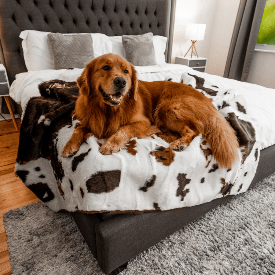 Paw.com PupProtector Waterproof Throw Blanket, Brown Faux Cowhide